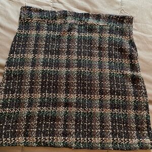 Elegant Black and Green Checkered Midi Skirt